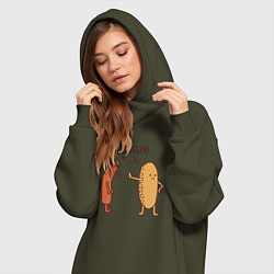 Женское худи-платье Я Веган, цвет: хаки — фото 2