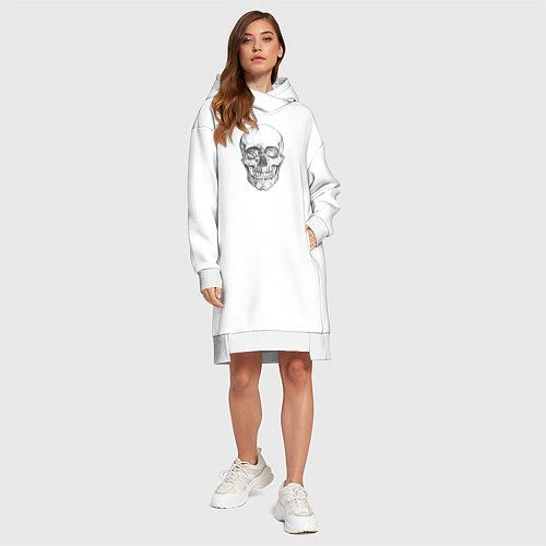 Женская толстовка-платье Реалистичный рисунок Черепа / Белый – фото 4
