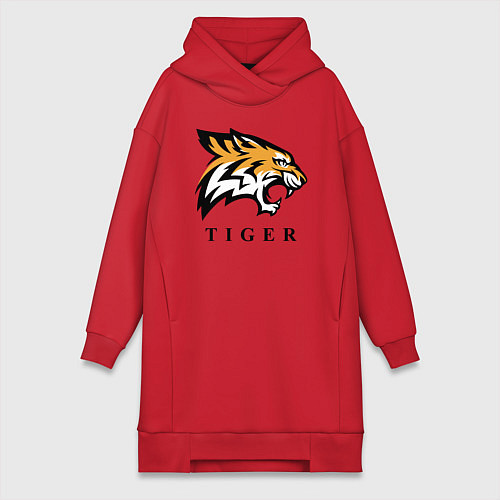 Женская толстовка-платье Тигр - Tiger / Красный – фото 1