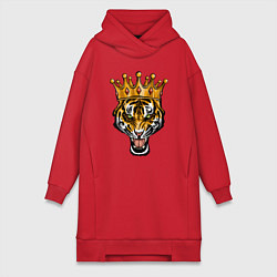 Женское худи-платье Царь тигр, цвет: красный