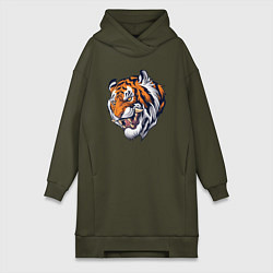 Женское худи-платье Jungle Tiger, цвет: хаки