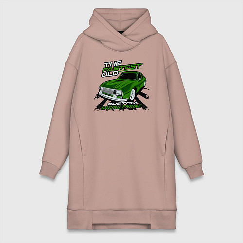 Женская толстовка-платье Авто с гоночным движком / Пыльно-розовый – фото 1