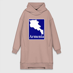 Женское худи-платье Армения Armenia, цвет: пыльно-розовый