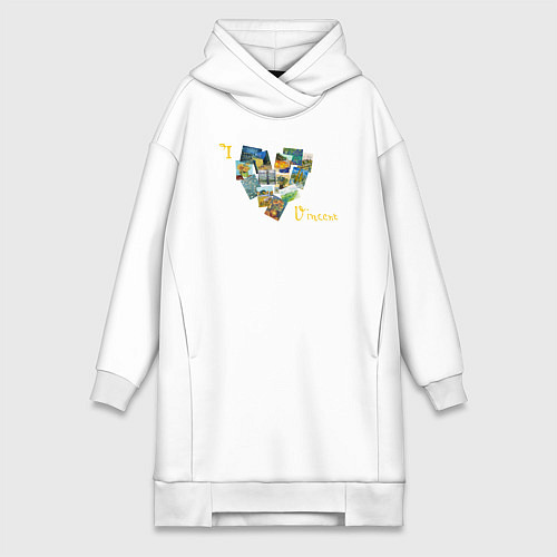 Женская толстовка-платье Ван Гог Я люблю Винсента / Белый – фото 1
