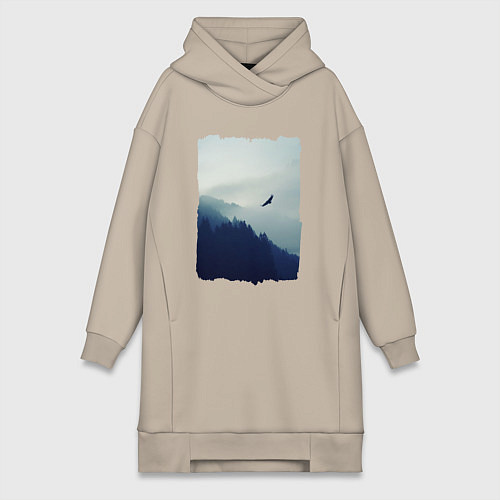 Женская толстовка-платье ОРЁЛ НАД ЛЕСОМ EAGLE / Миндальный – фото 1