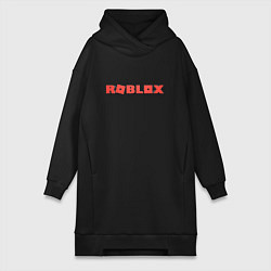 Женское худи-платье Roblox logo red роблокс логотип красный, цвет: черный