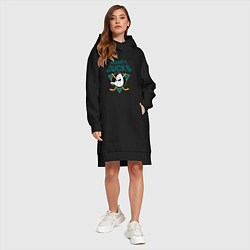 Женское худи-платье Анахайм Дакс, Mighty Ducks, цвет: черный — фото 2
