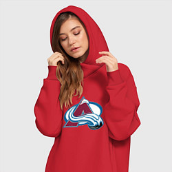 Женское худи-платье Колорадо Эвеланш логотип, цвет: красный — фото 2