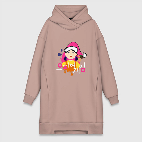 Женская толстовка-платье Squid Game Игра в кальмара кукла Новогодняя / Пыльно-розовый – фото 1