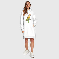 Женское худи-платье Любимый попугай, цвет: белый — фото 2