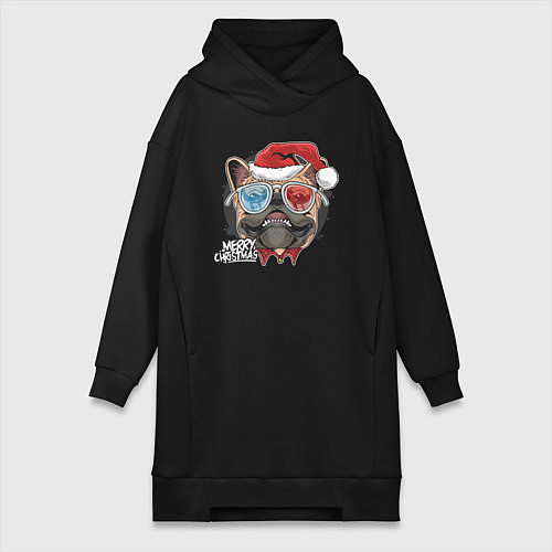 Женская толстовка-платье Christmas Dog / Черный – фото 1