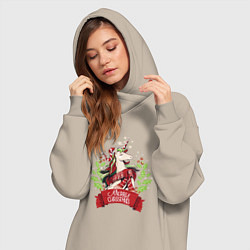 Женское худи-платье Christmas Unicorn, цвет: миндальный — фото 2