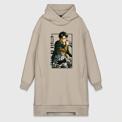 Женская толстовка-платье Леви Аккерман Атака на титановAttack on titan / Миндальный – фото 1