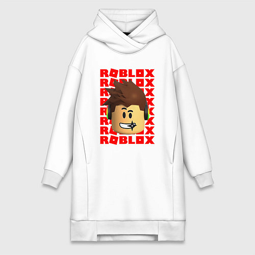 Женская толстовка-платье ROBLOX RED LOGO LEGO FACE / Белый – фото 1