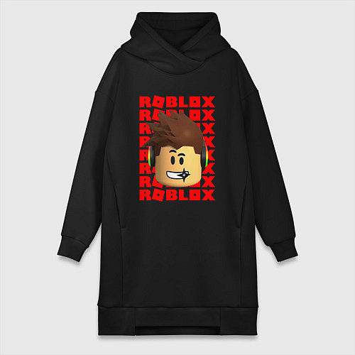 Женская толстовка-платье ROBLOX RED LOGO LEGO FACE / Черный – фото 1