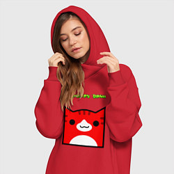 Женское худи-платье Geometry Dash: Cat Skin, цвет: красный — фото 2