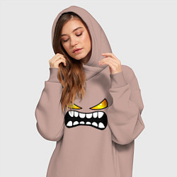 Женское худи-платье Geometry Dash: Demon Face, цвет: пыльно-розовый — фото 2