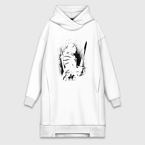 Женская толстовка-платье ВЕДЬАК КОГТИ ЛОГО ОХОТНИК / Белый – фото 1