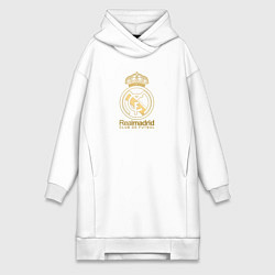 Женское худи-платье Real Madrid gold logo, цвет: белый