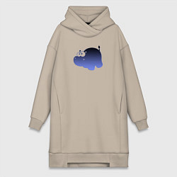 Женская толстовка-платье Бегемотик фиолетовый