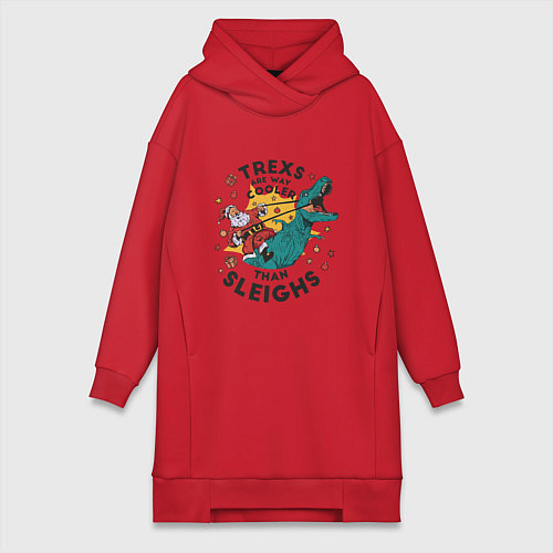Женская толстовка-платье T-Rex Christmas / Красный – фото 1