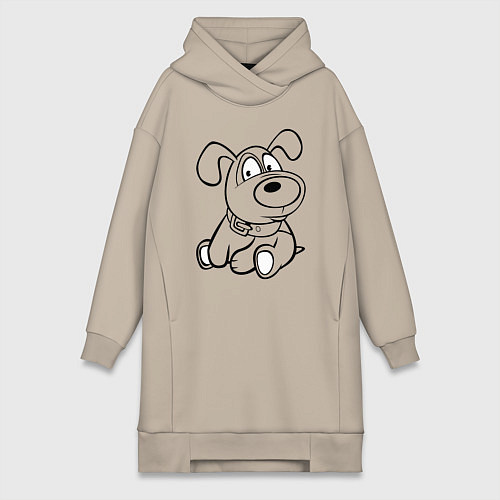 Женская толстовка-платье Щенок глазастый / Миндальный – фото 1