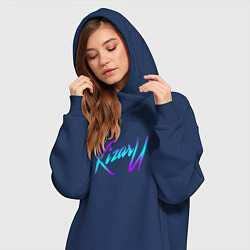 Женское худи-платье КИЗАРУ НЕОН ЛОГО KIZARU NEON LOGO, цвет: тёмно-синий — фото 2