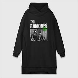 Женское худи-платье The Ramones Рамоунз, цвет: черный
