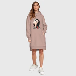 Женское худи-платье Портрет Skrillex Скриллекс, цвет: пыльно-розовый — фото 2