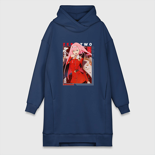 Женская толстовка-платье Zero Two с надписями, Darling in the Franxx Милый / Тёмно-синий – фото 1