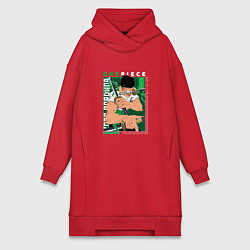 Женское худи-платье Ван-Пис One Piece, Зоро Ророноа Zoro Roronoa с над, цвет: красный