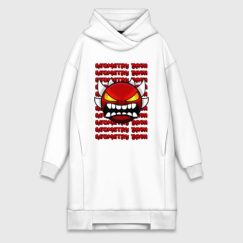 Женская толстовка-платье GEOMETRY DASH КРАСНЫЙ ОГНЕННЫЙ ДЕМОН / Белый – фото 1