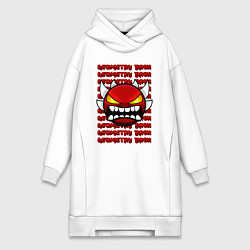 Женское худи-платье GEOMETRY DASH КРАСНЫЙ ОГНЕННЫЙ ДЕМОН, цвет: белый