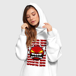 Женское худи-платье GEOMETRY DASH КРАСНЫЙ ОГНЕННЫЙ ДЕМОН, цвет: белый — фото 2