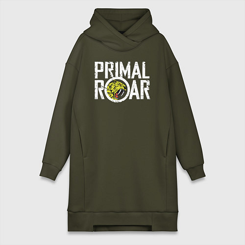 Женская толстовка-платье PRIMAL ROAR logo / Хаки – фото 1