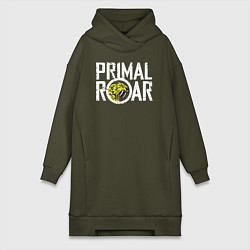 Женское худи-платье PRIMAL ROAR logo, цвет: хаки