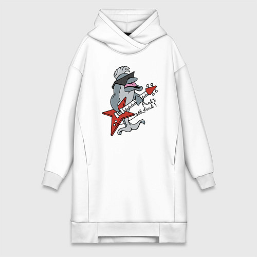 Женская толстовка-платье Punks not dead! / Белый – фото 1