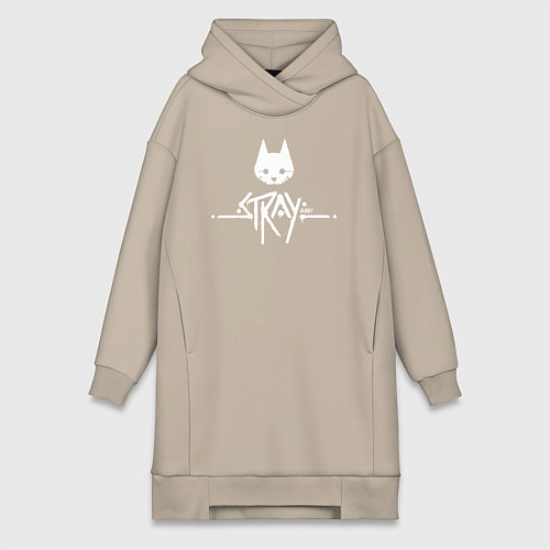 Женская толстовка-платье Stray: White Logo / Миндальный – фото 1