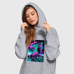 Женское худи-платье НЕОНОВАЯ ВОЛНА, ЯПОНИЯ, ФУДЗИЯМА JAPAN NEON, цвет: меланж — фото 2