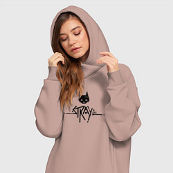 Женское худи-платье Stray: Black Logo, цвет: пыльно-розовый — фото 2