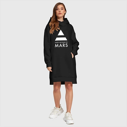 Женская толстовка-платье 30 Seconds to Mars: 30 секунд / Черный – фото 4