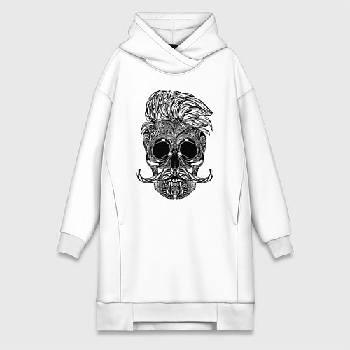 Женская толстовка-платье Skull hipster / Белый – фото 1