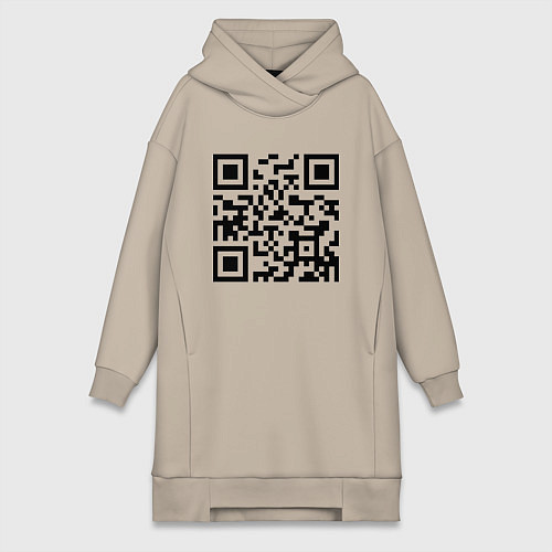 Женская толстовка-платье Хочу в тайгу - QR code / Миндальный – фото 1