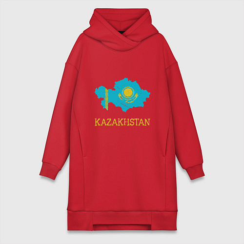Женская толстовка-платье Map Kazakhstan / Красный – фото 1