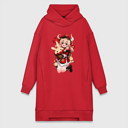 Женское худи-платье КЛИ милейшее создание Геншин, цвет: красный