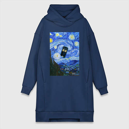 Женская толстовка-платье Тардис в Звездной Ночи / Тёмно-синий – фото 1