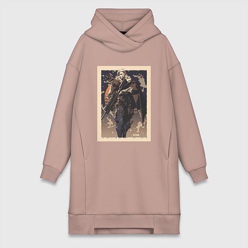 Женская толстовка-платье Sova арт / Пыльно-розовый – фото 1