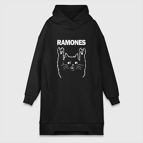 Женская толстовка-платье RAMONES, РАМОНЕС / Черный – фото 1