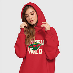 Женское худи-платье Миннесота Уайлд, Minnesota Wild, цвет: красный — фото 2