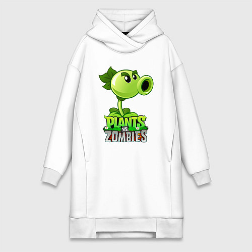 Женская толстовка-платье Plants vs Zombies Горохострел / Белый – фото 1
